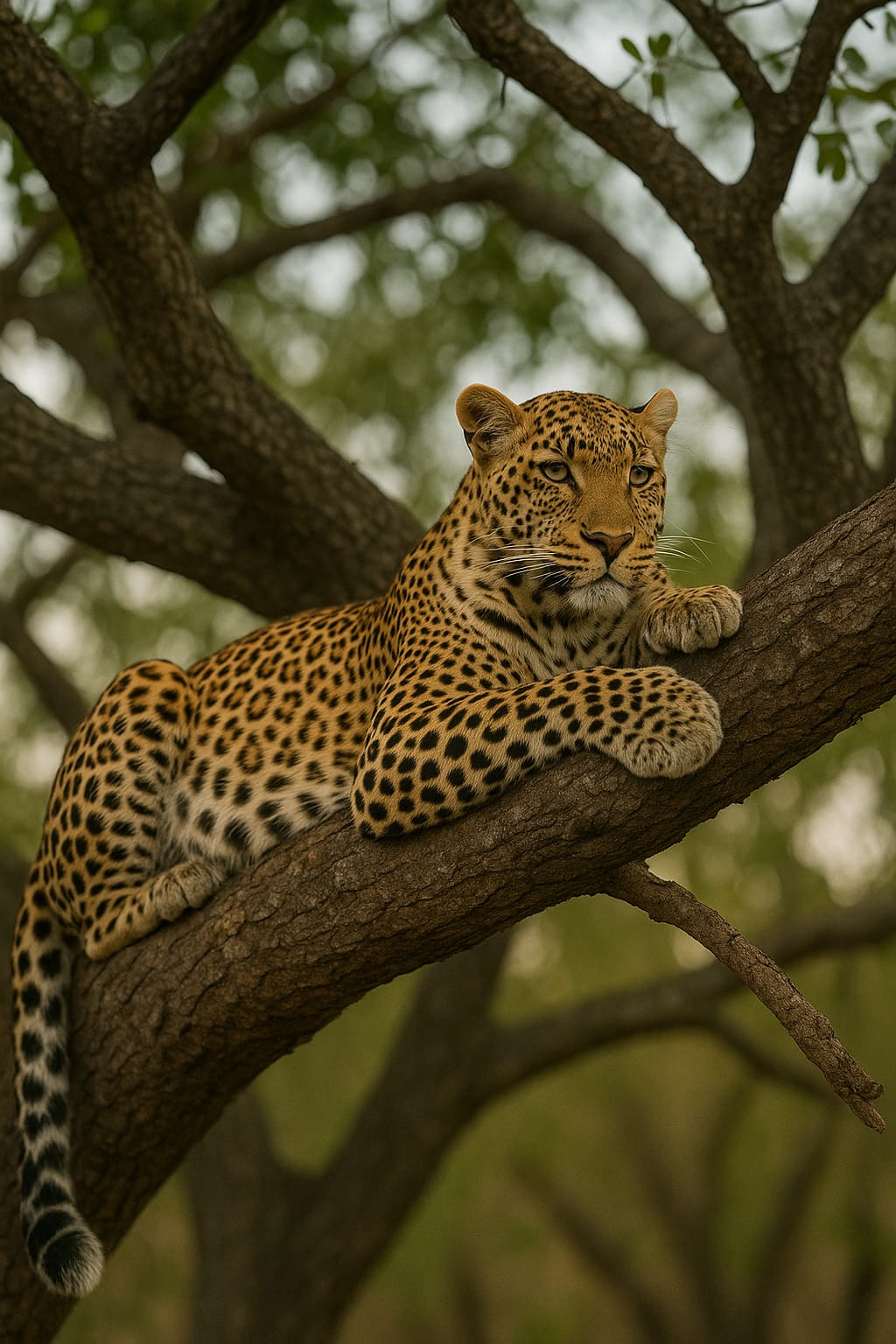A leopard resting in the golden grass of Kruger National Park